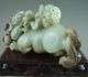 825g Old Chinese Hetian Jade Carved Double Beast Carving Other photo 6