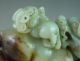 825g Old Chinese Hetian Jade Carved Double Beast Carving Other photo 8