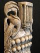 Antique Ox Bone 象牙 Chinese Carved Empress Phoenix Mask Plaque Carving Good Cond Buddha photo 3