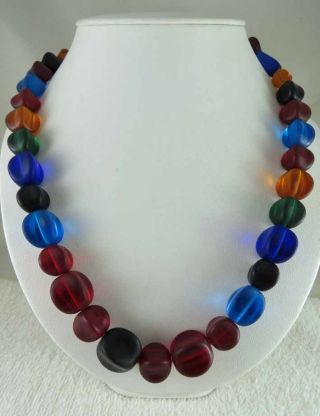 Afghan Old Glass Colorful Bead Necklace photo
