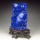 Chinese Lapis Lazuli Statue - Fortune Kid,  Carp & Lotus Nr Men, Women & Children photo 3