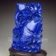 Chinese Lapis Lazuli Statue - Fortune Kid,  Carp & Lotus Nr Men, Women & Children photo 4
