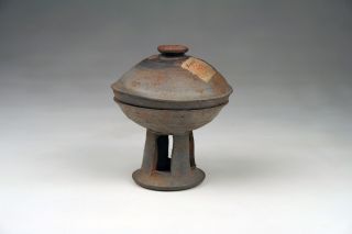Fine Unusual Antique 5/7thc Korean Silla Stone Ware Pedestal Pot Or Vessel photo