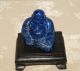Chinese Carved Lapis Lazuli Stone Buddha Figure On Footed Wooden Stand Nr Buddha photo 1