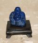 Chinese Carved Lapis Lazuli Stone Buddha Figure On Footed Wooden Stand Nr Buddha photo 3