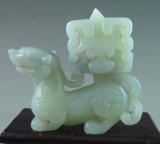 Old Chinese Hetian Jade Carved Beast Carving photo