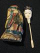 Antique Ox Bone 象牙 Chinese Canton Carved Polychrome Snuff Bottle Empress W.  Fan Snuff Bottles photo 10