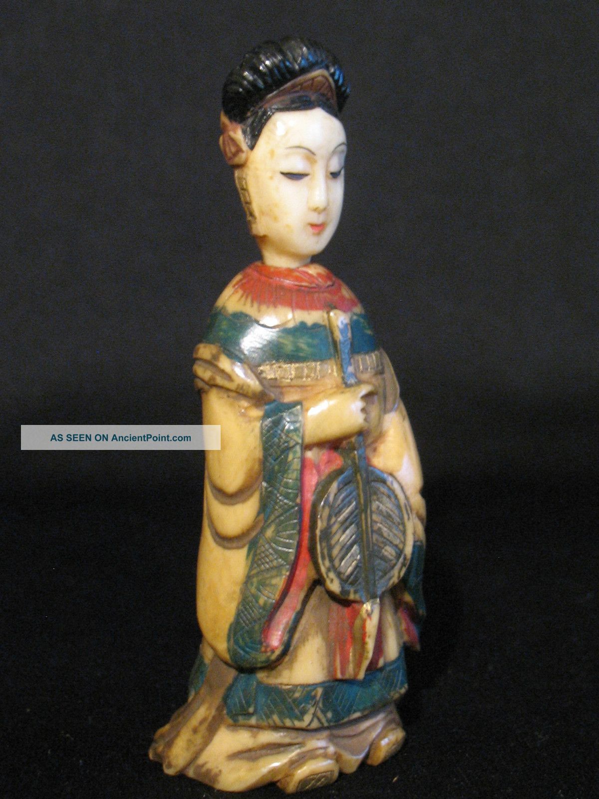 Antique Ox Bone 象牙 Chinese Canton Carved Polychrome Snuff Bottle Empress W.  Fan Snuff Bottles photo