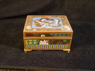Japanese Cloisonne Enamel Box With Dragon photo