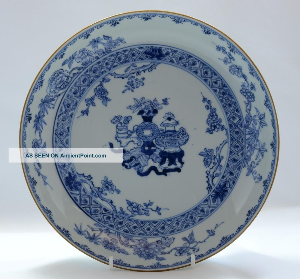 18thc Chinese Blue & White Bowl C1750 - 60 - Buddhistic Emblems Porcelain photo