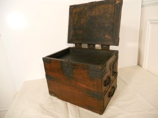 19th Century Korean Pine Wood Scholar ' S Inkstone Box photo