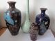 Collection 4 Antique 19thc Japanese Meiji Period Cloisonne Vases Silver Wire Af Cloisonne photo 3