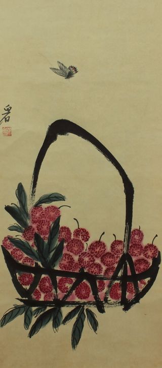 Jiku1247 Yr China Scroll Butterfly & Pomegranate　qi Baishi photo