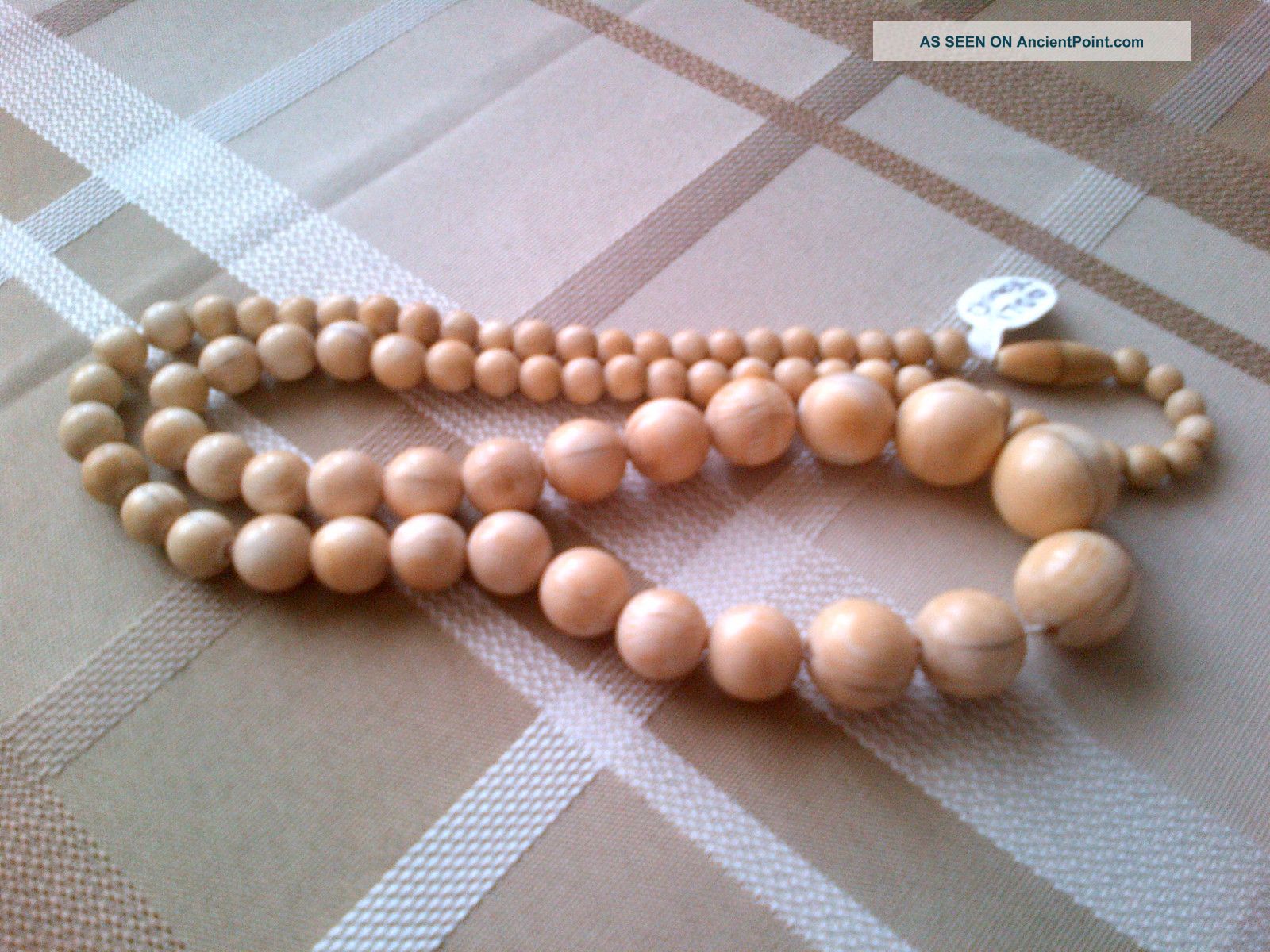 Antique 19thc Large Chinese Ox Bone Beaded Prayer Necklace Rare Necklaces & Pendants photo