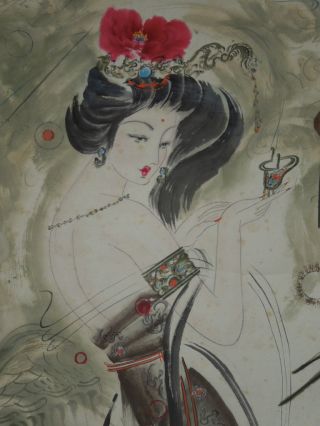 Hanging Scroll 楊貴妃 Chinese Painting Kakejiku China Yang - Kuei - Fei Alcohol 352 photo