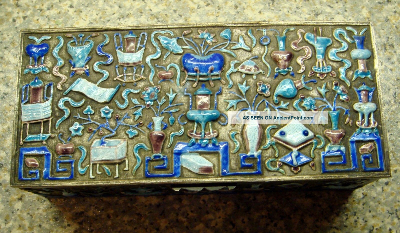 Antique Chinese Metal And Enamel Box Circa 1910 Boxes photo