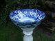 Large 19c Chinese Blue & White Handpainted Bowl,  Figures,  Phoenix Bird Bowls photo 3