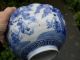 Large 19c Chinese Blue & White Handpainted Bowl,  Figures,  Phoenix Bird Bowls photo 8