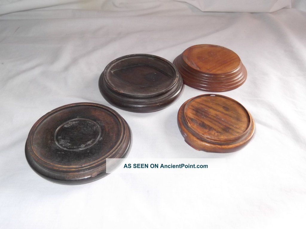 4 Vintage Wooden Chinese Vase Stands Woodenware photo