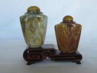 Antique Chinese Jade Snuff Bottle Set Of 2 photo