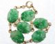 Antique Chinese 14k Yellow Gold Carved Apple Green Jadeite Jade Floral Bracelet Bracelets photo 2