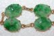 Antique Chinese 14k Yellow Gold Carved Apple Green Jadeite Jade Floral Bracelet Bracelets photo 3
