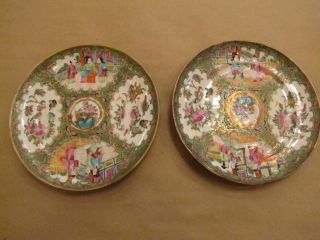2 Antique Chinese Rose Medallion Porcelain 8” Plates photo