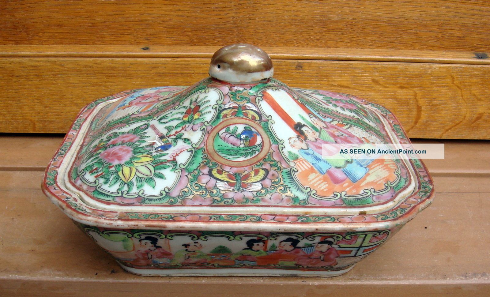 Antique Chinese Asian 18c Rose Medallion Covered Tureen Bowl Bowls photo