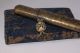 Antique Japanese Canvas Tobacco Pouch & Metal Kiseru Case Ojime Bead Other photo 3