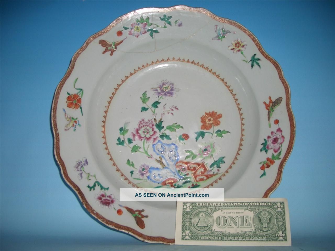 Antique Large 18thc Qianlong Period Famille Rose Chinese Export Bowl C1770 Bowls photo