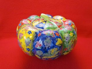 Antique Amazing L@@king Porcelain Chinese Unusual Enameled (pumkin Storage Jar) photo