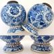 Antique Chinese Blue And White Kangxi Period Export Bronze Vases Early Lamp Base Vases photo 5