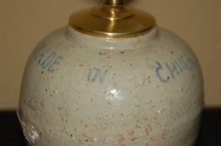 Chinese Export Blue And White Canton Ginger Jar Lamp Early 20th Century photo