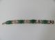 Vtg Estate Solid 14k Gold Green Jade Chinese Export Character Link Bracelet 7 
