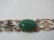Vtg Estate Solid 14k Gold Green Jade Chinese Export Character Link Bracelet 7 