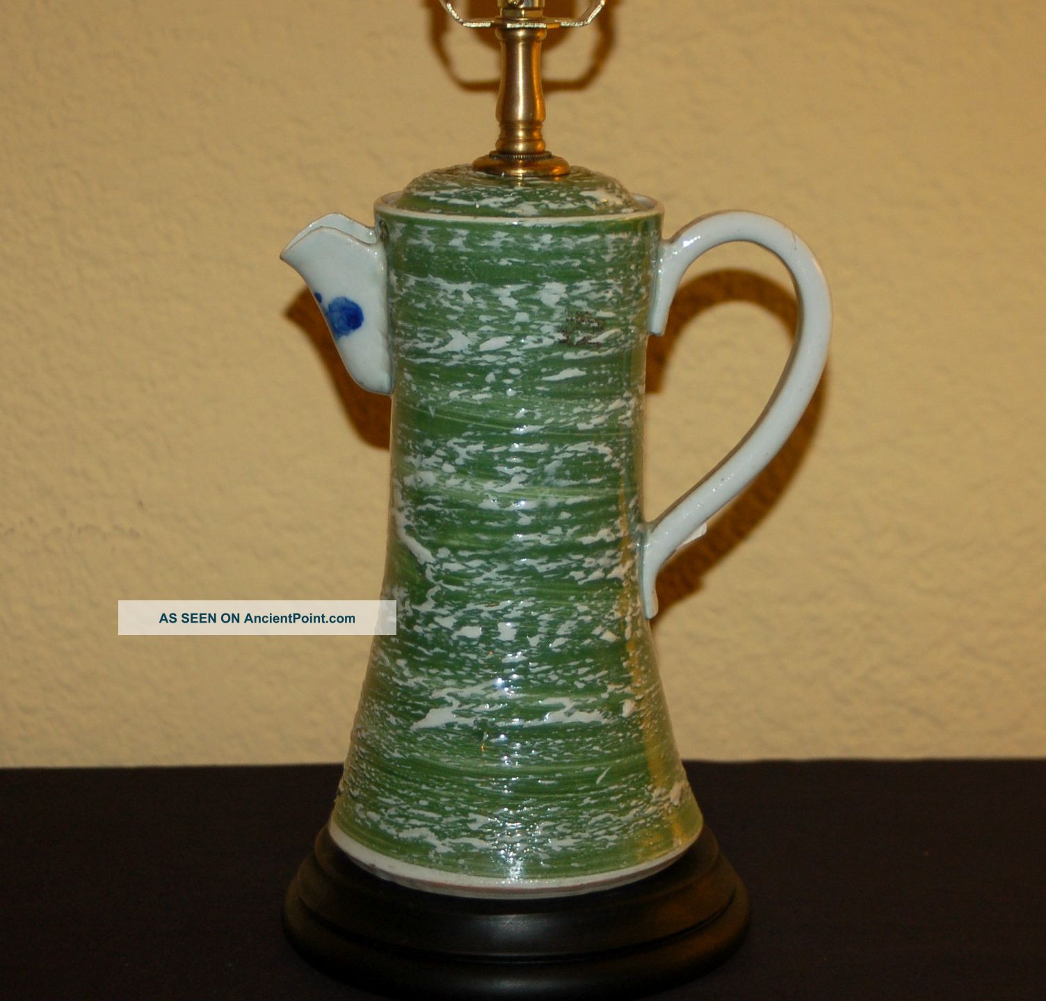 Antique Japanese Blue & White & Green Imari Chocolate Pot Lamp Meiji Ca.  1900 Bowls photo