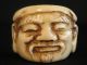 Antique Japanese Meiji Ox Bone Netsuke Okimono Face Head Of A Man Signed Good Netsuke photo 1