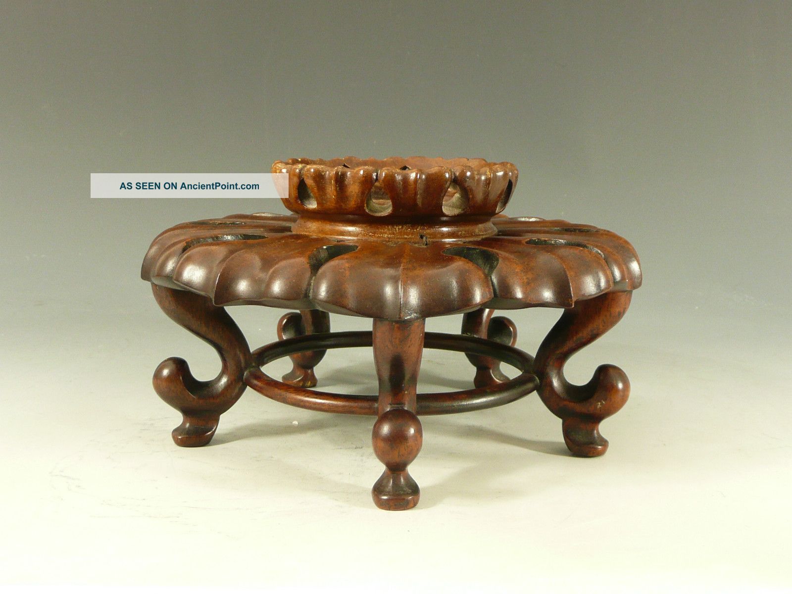 Chinese Carved Hardwood Stand 20thc Woodenware photo
