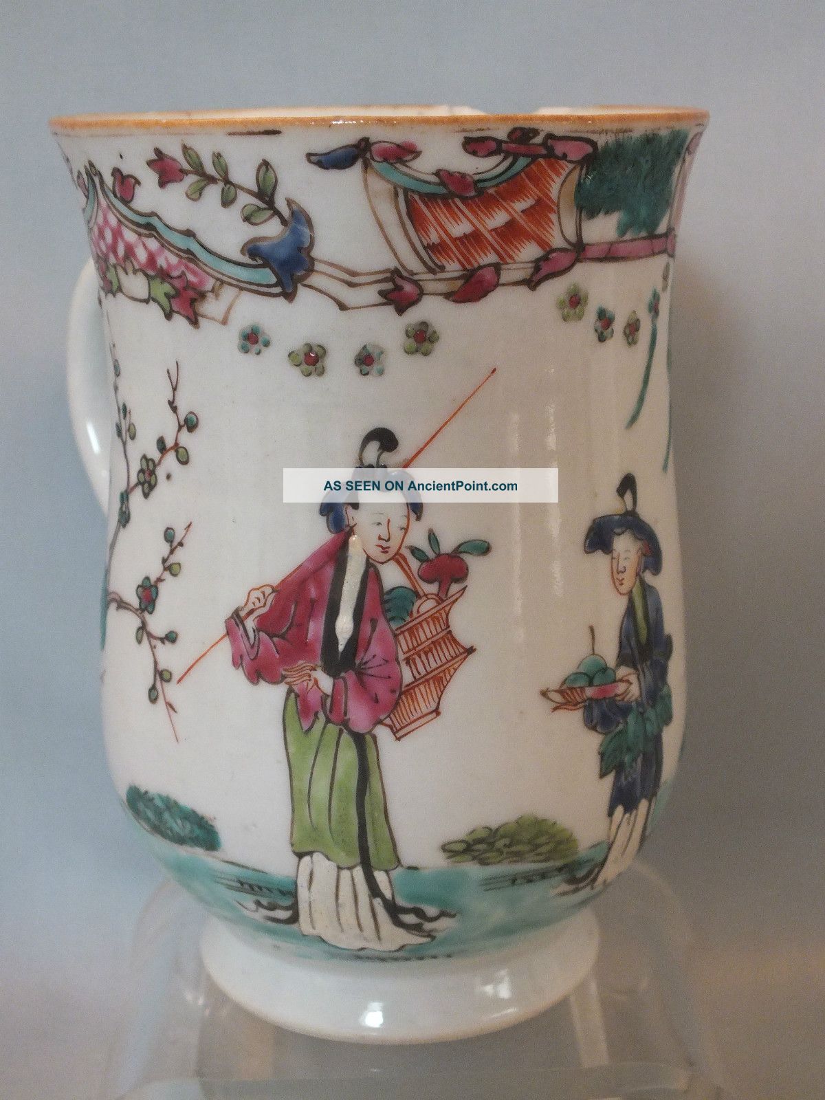 Chinese Porcelain Balaster Shape Tankard Painted Figures & Landscape Decor 18thc Porcelain photo