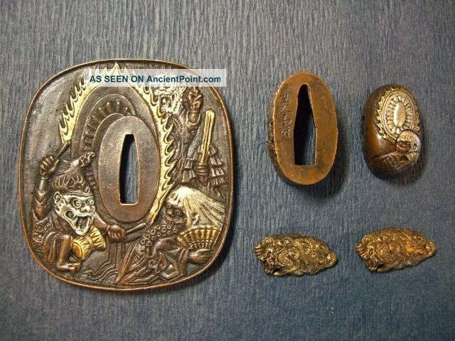 Japanese Tsuba Of The Katana / Samurai Sword / Nanban / Fuchi Kashira Menuki Tsuba photo