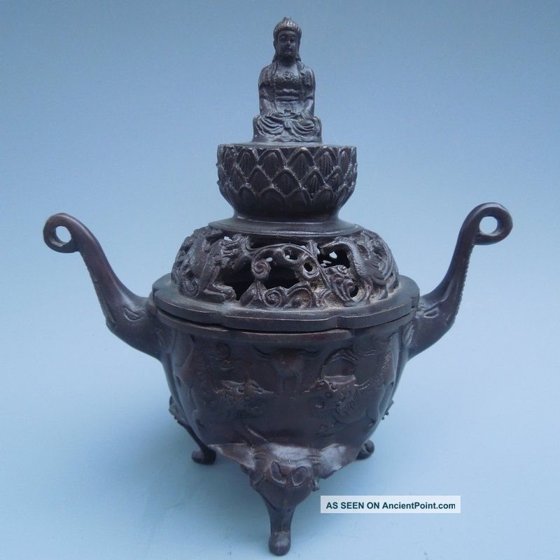 The Thrift Chinese Ming Dynasty Xuande Mark Erlongxizhu Buddha Incense Burner Incense Burners photo