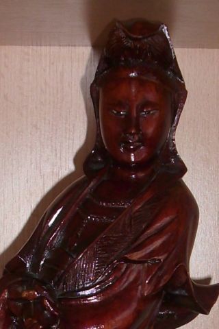 Chinese Wood Carved Figure Of Guan Yin Kwan Yin photo
