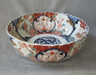Antique Imari Deep Punch/serving Bowl Large Scalloped Rim Meiji Period photo