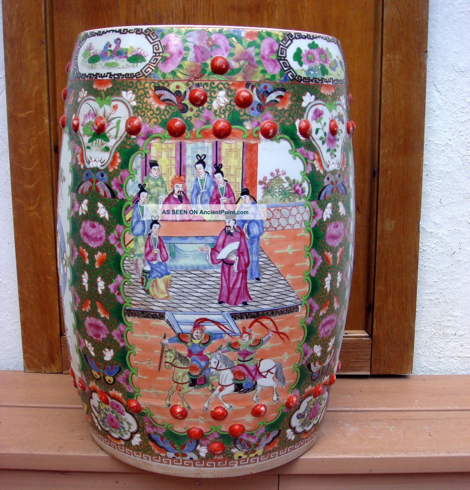 Antique Chinese Asian Rose Medallion Garden Seat Stool Other photo