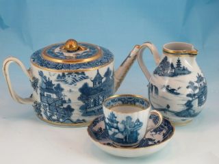 Antique Blue & White 18thc.  Chinese Export Tea Set Circa 1790 photo