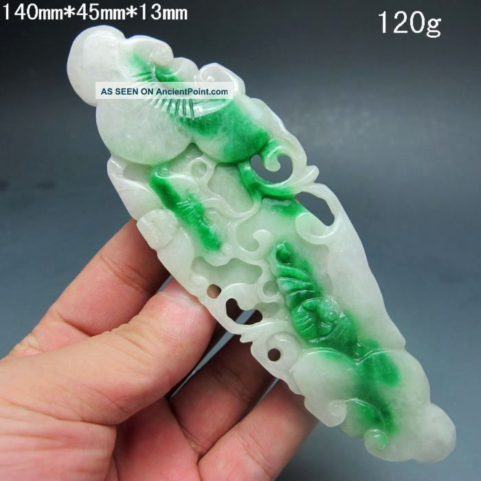 100% Natural Jadeite A Jade Hand - Carved Statues - - Ruyi/lingzhi&bat Nr/pc2350 Other photo