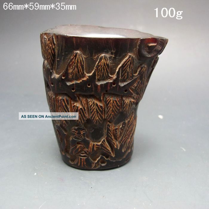 Old Antique 18 - 19th Chinese Ox Horn Hand - Carved Jiao Cup Nr/bg2324 Other photo
