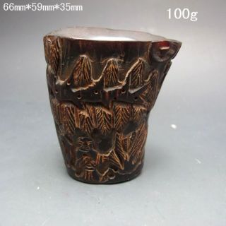 Old Antique 18 - 19th Chinese Ox Horn Hand - Carved Jiao Cup Nr/bg2324 photo