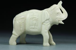Chinese Old Bone Handwork Carving Elephant Statue photo