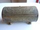 Islamic Kinco Engraved Enameled Brass Cylindrical Box Middle East photo 2